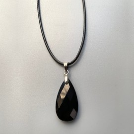 VIE Teardrop Faceted Pendant (Black Obsidian)