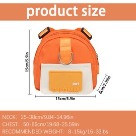 Dog Backpack Harness for Small to Medium Dogs Cute Pet Backpack with Built-in Dog Poop Bag Dispenser Adjustable Pets Self Carrier Bag Ideal for Travel, Hiking, and Daily Walks (Orange)