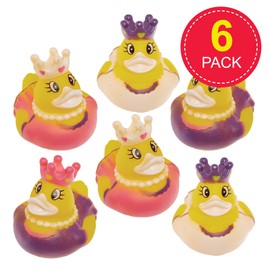 Baker Ross FX822 Princess Rubber Ducks - Pack of 6, Party Bag Fillers for Kids