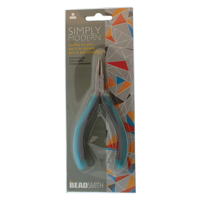 BeadSmith Simply Modern Series, Round/Flat Nose Pliers, 4.75 Inches Long