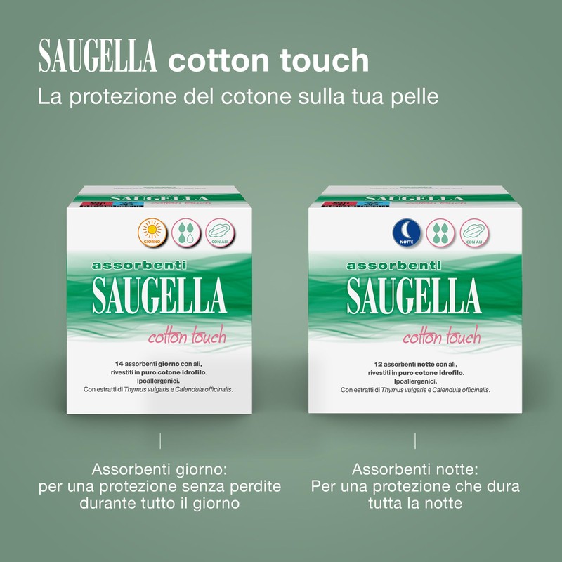 Saugella Assorbenti Cotton Touch Notte, 36 Assorbenti Cotone Notte con