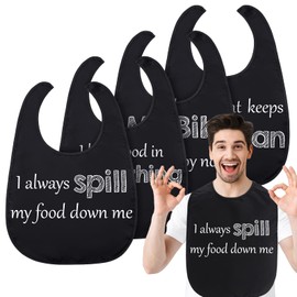 Zhanmai 4 Pcs Funny Large Adult Bibs Washable Dining Clothing Protectors for Women Men Eating Feeding (Stylish Style)