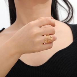 EUEAVAN Sigil of Lilith Ring for Women Men Demon Lilith Goddess Statement Ring Lucifer's Sign Pagan Witchcraft Mythology jewelry Lilith Gift (gold, 7)