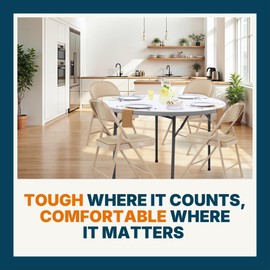 OEF Furnishings OEF950 Series Vinyl Padded Steel Folding Chairs (4-Pack, Beige)