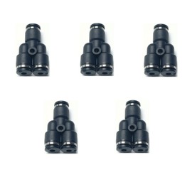 VETLEY Pneumatic PY Series 1/8 Inch Tube OD Y Spliter Fittings Tube Push Fit Fittings Tube Fittings Push Lock,Black Plastic Push to Connect PY-1/8(Pack of 5)