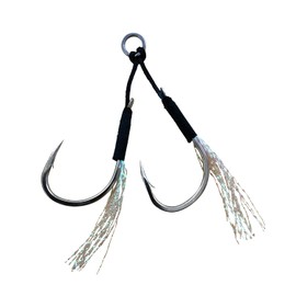 TackleTime Assist Hooks, Double Set, Metal Jig, Jig, Lure, Hooks, Steps, Black, (SS Size (10 Pairs Set))