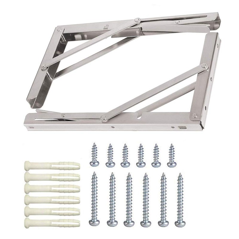 Folding Shelf Brackets, Max Load 300 lb, Heavy Duty Stainless