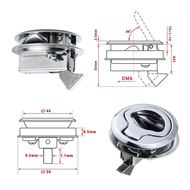 Prmape Stainless Steel Flush Pull Hatch Latch Slam Latch, Boat