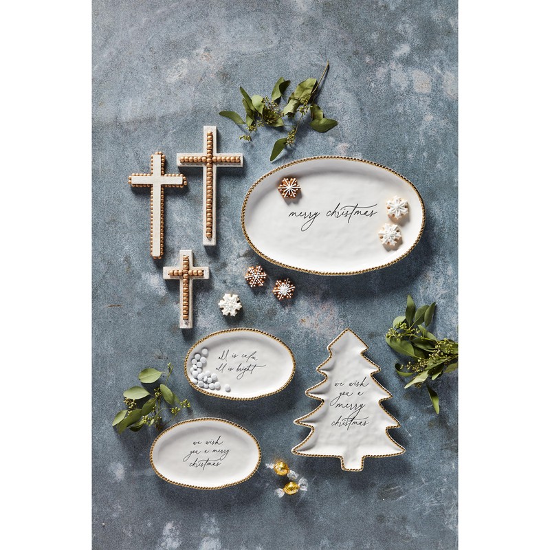 Mud Pie Wish Sentiment Plates, 6 1/2" x 10", WHITE