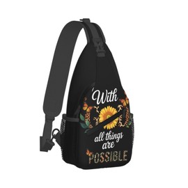 Jesus Christian Cross Crossbody Sling Bag For Women Men Adjustable Chest Bag Cute Shoulder Backpack Daypack For Sport Travel Hiking