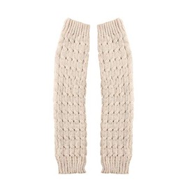 Mubineo Women Girls Fall Winter Warm Crochet Cable Knit Leg Warmers (Beige, 15.7x16.9 inches)