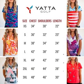 YATTA GOLF Women's Birdie Dropper Hawaiian Print V-Neck Golf Polo Shirt