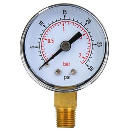 Mechanical Pressure Gauge, 1/8 Inch BSPT Pressure Gauge for Air, Oil and Water (0-30psi, 0-2bar)