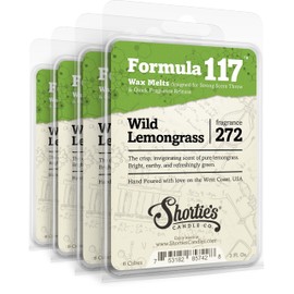 Wild Lemongrass Wax Melts Bulk Pack - Formula 117-4 Highly Scented 3 Oz. Bars (12 Oz. Total) - Made with Natural Oils - Fresh & Clean Air Freshener Cubes Collection