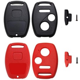 QIYANUA 3 Buttons Replacement Key Fob Keyless Entry Remote Shell Case & Pad fits Honda Accord/Civic/CR-Z/CR-V/Fit/Odyssey/Pilot/Ridgeline with Screwdriver (1 Black+1 Red)