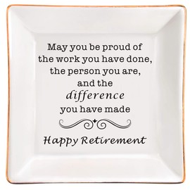 AZVAUUY Happy Retirement Gifts for Women Coworker Ceramic Trinket Tray Leaving Farewell Gifts for Retired Coworkers, Friends, Mom, sister, Boss, Teachers, Nurse