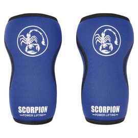 Scorpion Power Lifting Knee Sleeves for Weight Lifting 7mm Neoprene Powerlifting Knee Wraps for CrossFit (Blue, Large)