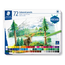 STAEDTLER Colored Pencils, Classic Hexagonal Format, Soft Lead, Highly Pigmented Colours, Metal Case with 72 Bright Colours, 146C 72
