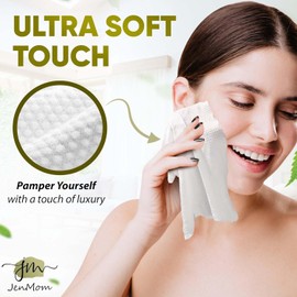 100 JenMom Premium Disposable Face Towels, Extra Large, Lint Free, Super Soft, 100% Biodegradable, Chemical and Fragrance Free: 10” x 12” Dry Wipes. Two 50 Count Boxes