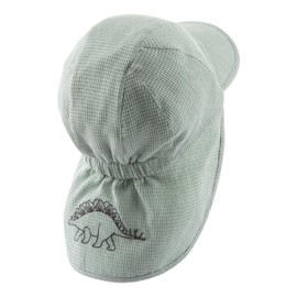 Sterntaler Peaked Cap Neck Dino – Boys' Cotton Hat with All-Over Dinos – Baby and Children's Sun Hat with Batiste Lining (Organic) – Lightweight Summer Headpiece, Stone Green, 49