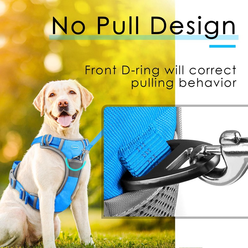 ThinkPet Anti-Pull Dog Harness, with Handle, Easy to Control, Adjustable,