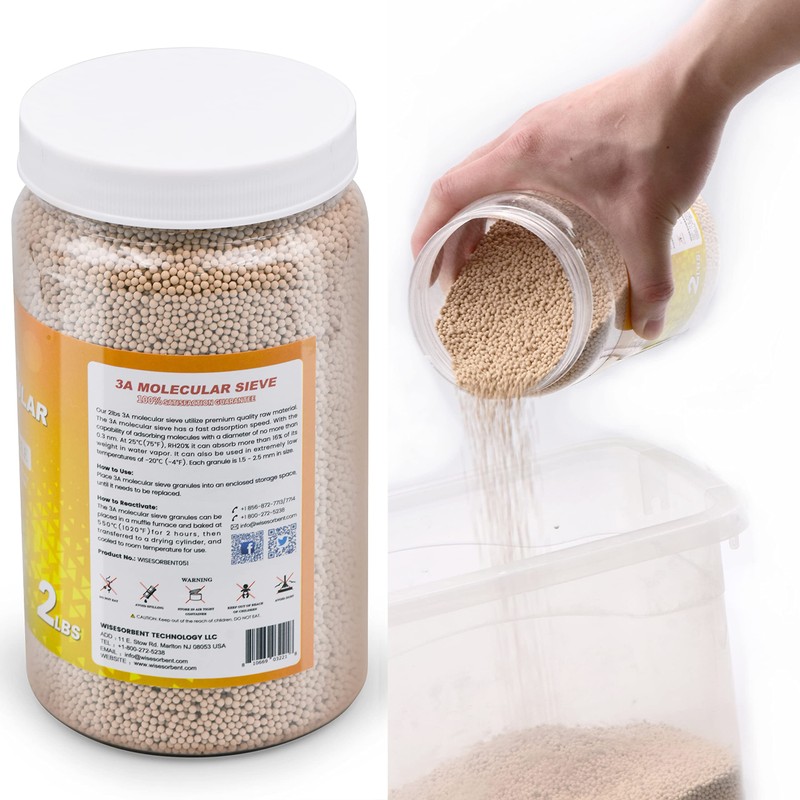 Wisesorb 2 LBS 3A Molecular Sieve Desiccant Beads, Dehumidifier Moisture