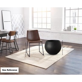 Haispring 17 H x 21" Dia (15" Pot Opening) Black Round Fiberstone Tall Planter with Drainage Hole, Indoor/Outdoor Large Plant