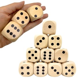 【Supervised by a Wooden Education Advisor】 fogman Dice, 6-sided Large Wooden Set, 10-piece Set for Game Use, Polyhedral Board Game Chinchiro