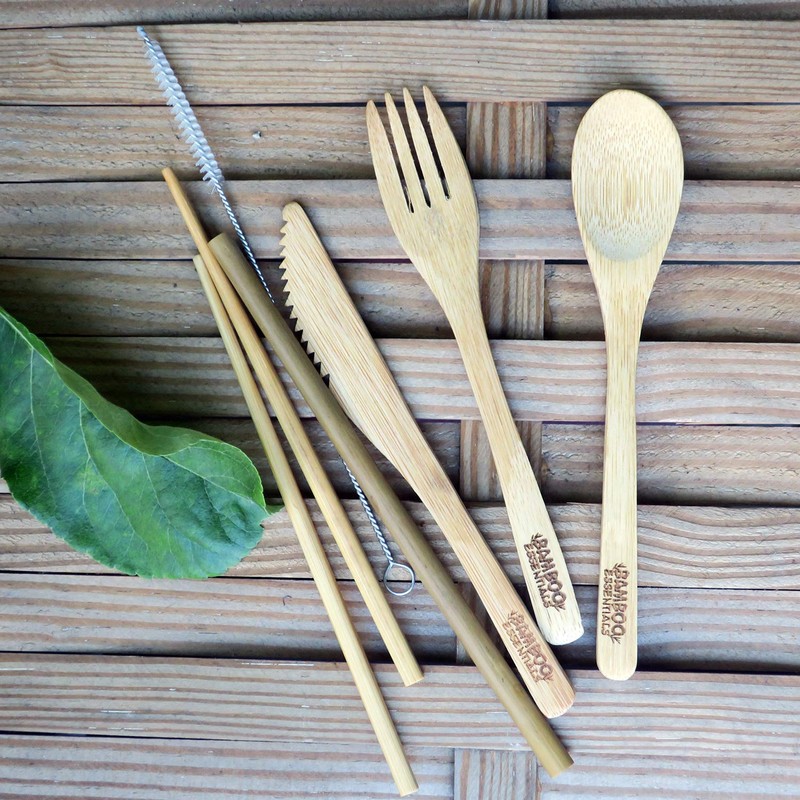 Bamboo Travel Utensil Set | Bamboo Fork, Knife, Spoon, Chopsticks,