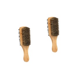 LALAFINA 2pcs Bristle Beard Brush Double-sided Beard Styling Tool for Men Portable Design for Grooming and Care for Bearded Men The Go