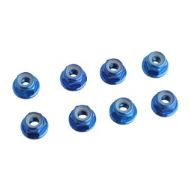 GDOOL 8PCS Flange M4 Lock Nuts Serrated Nylon Self-Tightening Aluminum M4 Wheel Hardware for Axial HPI TLR ECX Model RC Car Vehicles Upgraded Replacement Parts (Dark Blue)