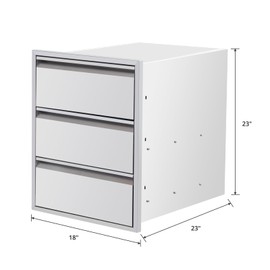 Outdoor Kitchen Access Drawers with Paper Towel Holder,18" W x 23" H x 23" D Stainless Steel Flush Mount BBQ Drawers with Grooved Handle,for Outdoor Kitchen Island or Patio Grill Station,3-Layer