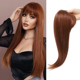 LOSMOEER Auburn Hair Topper for Women, 360° 3D Cover Hair Toppers for Bangs, 18 Inch Fluffy Toppers Hair Pieces for Women with Thinning Hair, Clip in Bangs with Topper
