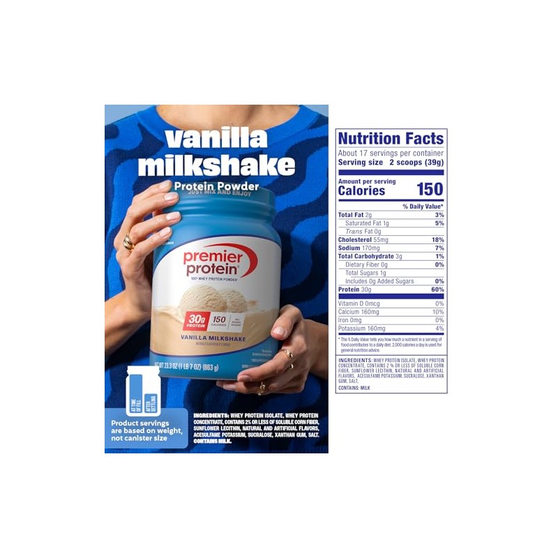 Premier Protein Whey Protein Powder, Vanilla, (28 oz)