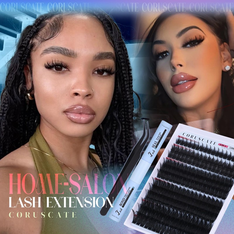 CORUSCATE Spiky Lash Clusters Kit 120D Volume Cluster Eyelash Extensions
