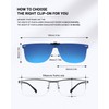 TERAISE Polarized Clip-on Sunglasses Ultra Light/Thin Flip Up Clip for