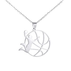 TEAMER Basketball Necklace Heart Basketball Sports Pendant Stainless Steel Unique Jewelry for Basketball Lovers, Stainless Steel