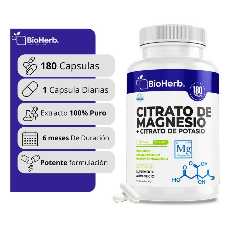 Citrato De Magnesio Citrato De Potasio 100 Puro 12 Mag