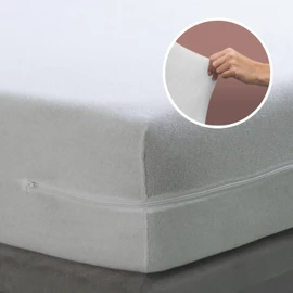 Cotton Mattress Cover Full Encasement with Zipper Terry Top - Soft & Breathable Non Waterproof Mattress Protector Anti-Dust Smooth Fit Hypoallergenic