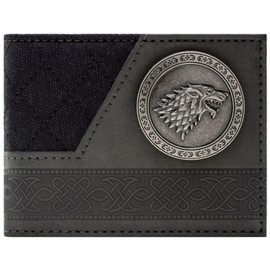 Game of Thrones Winter is Coming Direwolf Emblem Wallet Bi-Fold ID & Card Holder, Grey