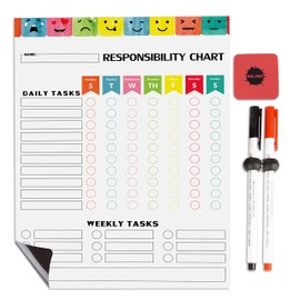Inkdotpot Magnetic Whiteboard Responsibility Chart Chore Chart for Refrigerator - Dry Erase Behavior Chart for Kids Responsibility Chart with 2 Fine Tip Marker & Eraser