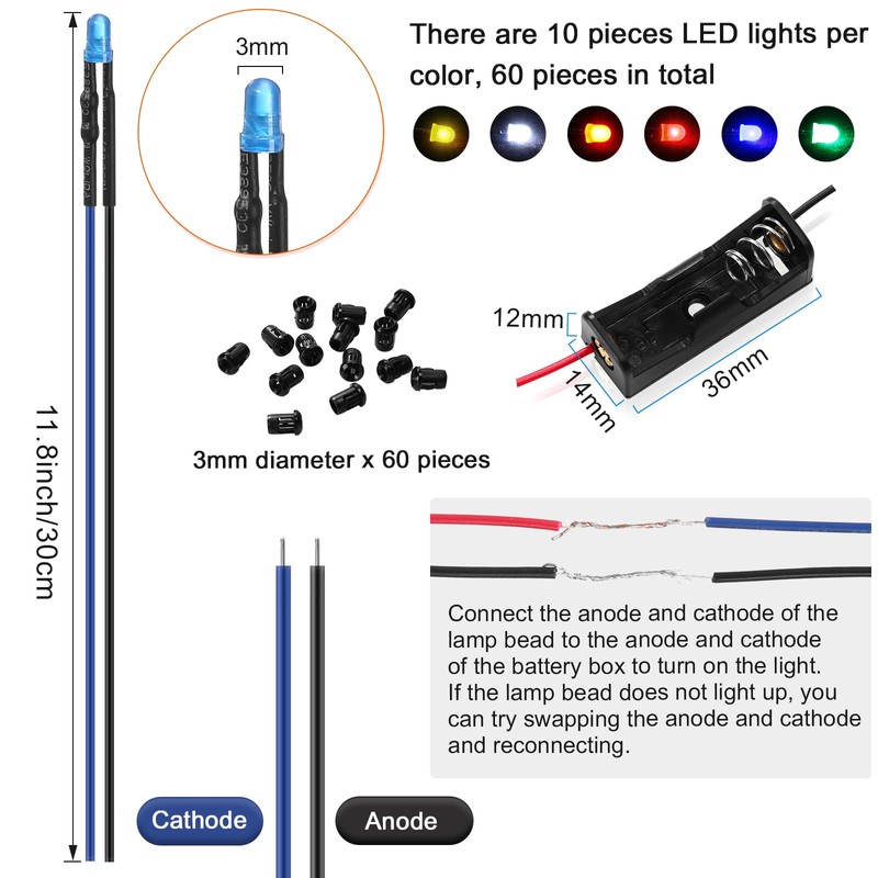 Saysurey 126 Pcs 12v LED Lights Kit, 60 Pre Wired