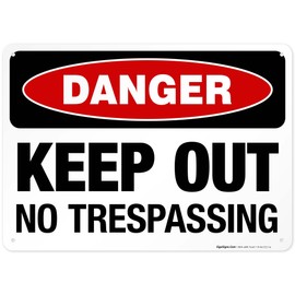 Danger Keep Out No Trespassing Sign, 10x14 Inches, Rust Free .040 Aluminum, Fade Resistant, Made in USA