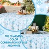 Sliner Christmas Round Plastic Tablecloth 84'' Winter Snowflakes Tablecloth Disposable