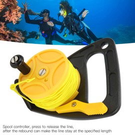 Bewinner Portable Diving Handle Reel, 46m / 150.9ft Scuba Dive Reel Kayak Anchor with Thumb Stopper, for Underwater Scuba Diving Divers Water Sports(Yellow wheel)