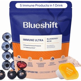 Blueshift Immune Ultra - 5-in-1 Immune Support Powder Drink Mix, Immune Defense Vitamin Supplement with Vitamin C, Zinc, Superfoods, Antioxidants, Pre and Probiotics - Blueberry Acai Pods (14 Pack)