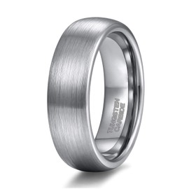 6mm Mens Womens Tungsten Ring Brushed Matte Dome Silver Wedding Band Comfort Fit Size 11.5