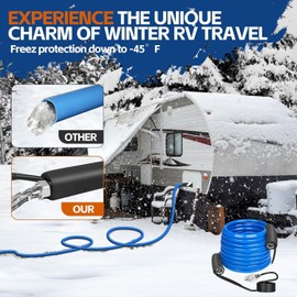 25FT Heated Water Hose for RV,Heated Drinking Water Hose with Thermostat,Lead and BPA Free,1/2" Inner Diameter,Temperatures Down to -40°F Self-Regulating,Blue Appearance