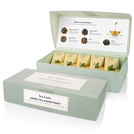 Tea Forte Surtido de té verde, caja de presentación pequeña, juego de muestrario de té con 10 infusores de té en forma de pirámide hechos a mano