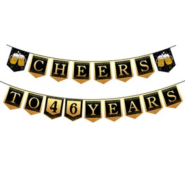 46th Happy Birthday Banner, 46 Year Old Birthday Decorations for Women or Men, Amazing Party Bunting Decoration, Hanging Decor for Mother or Dad
